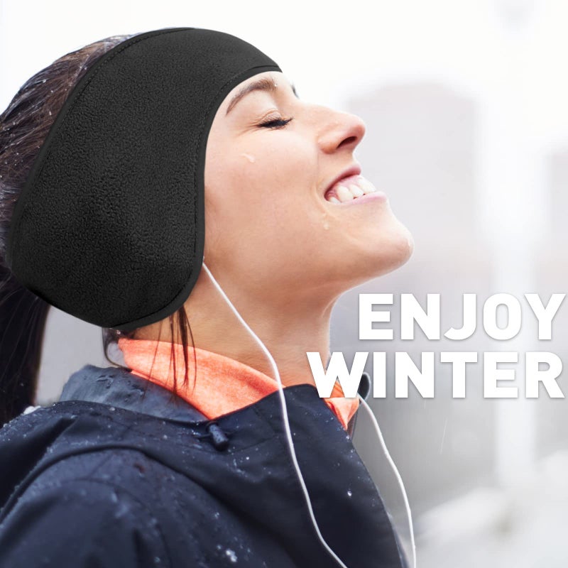JOEYOUNG Fleece Ear Warmers for Men Women Kids - Winter Headband Ear Muffs Ear Covers for Cold Weather Running Cycling Ski - Image 5